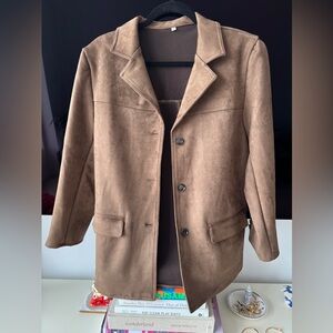 Brown Suede Blazer Jacket